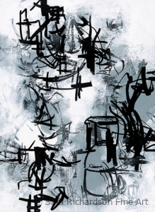 Abstract black and white artwork by contemporary artist Sara Richardson